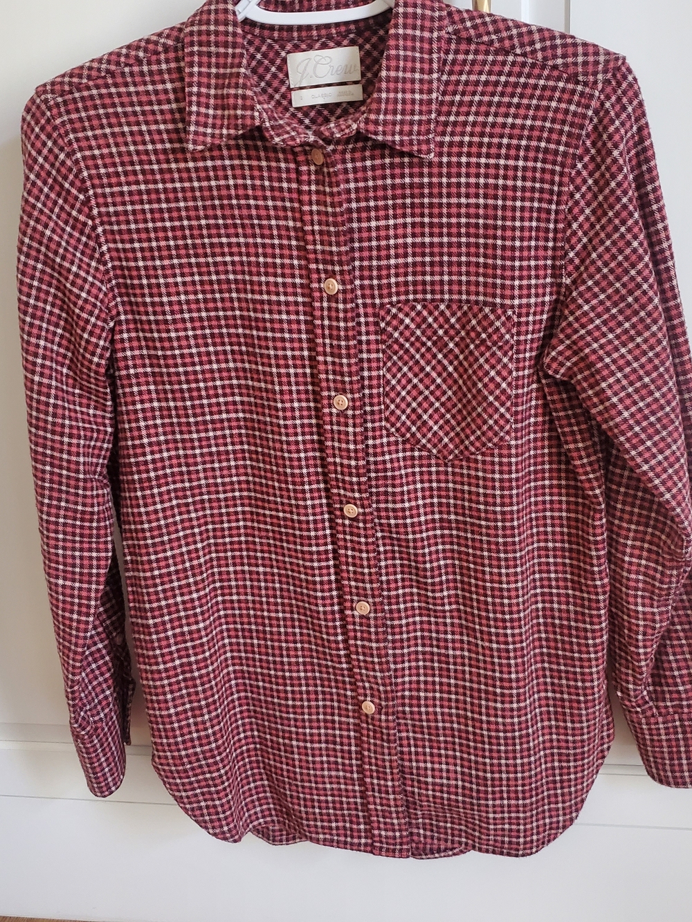 J. Crew Women’s Pink Plaid Button-Down Flannel Shirt